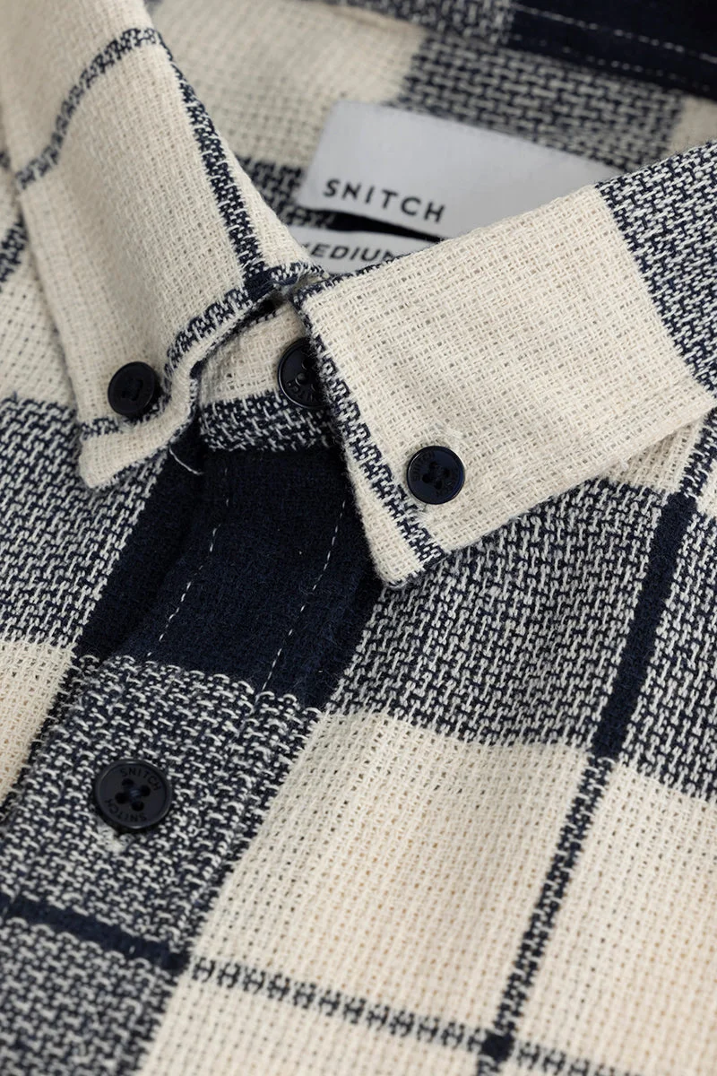 سنيتش Broad Checks Cream Shirt